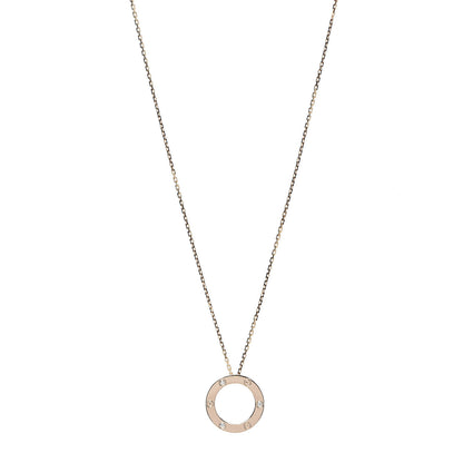 Cartier 18K Pink Gold 3 Diamonds LOVE Pendant Necklace 1 of 8