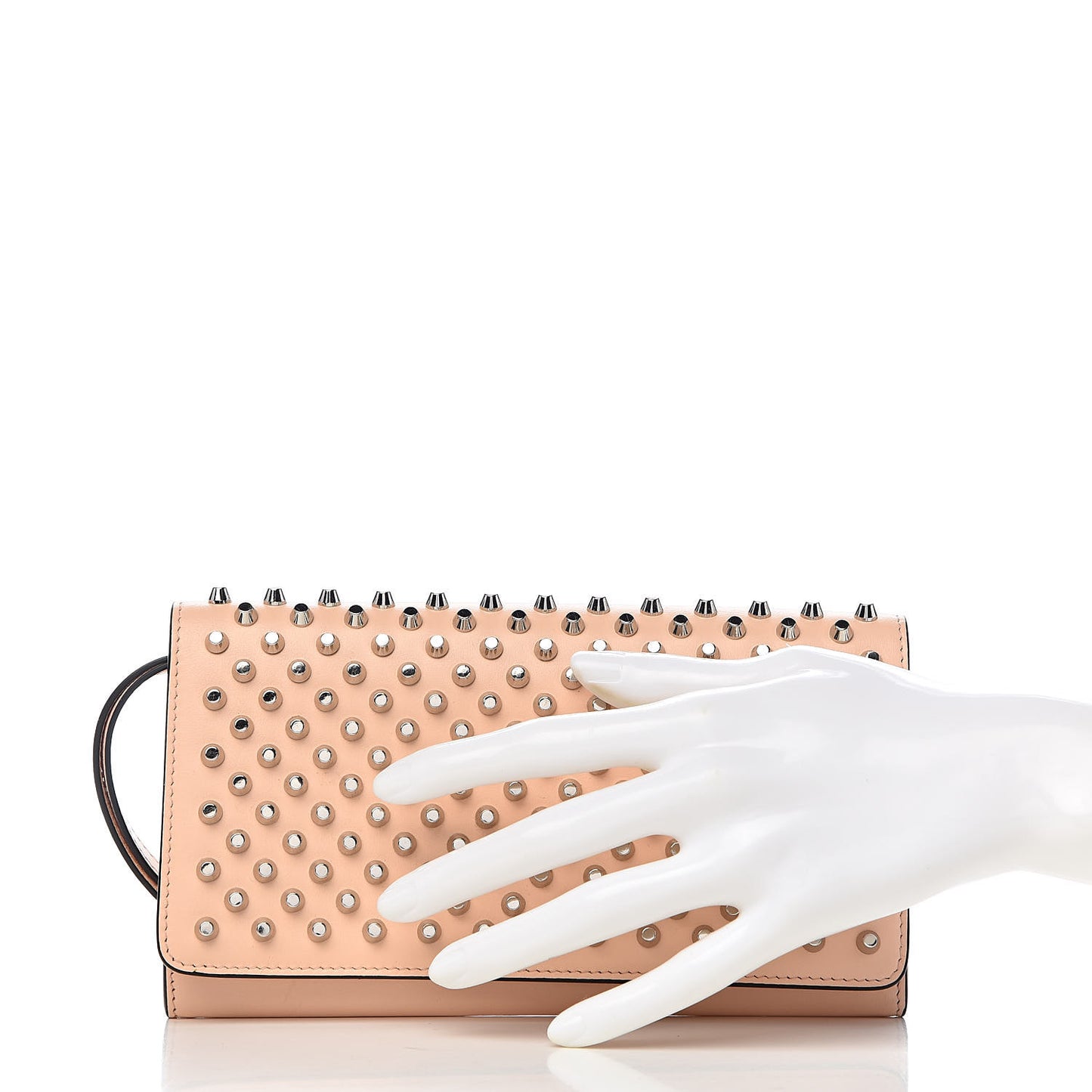 Calfskin Macaron Spiked Flap Wallet Beige