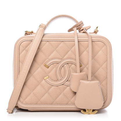 Chanel Caviar Quilted Medium CC Filigree Vanity Case Beige 1 of 10