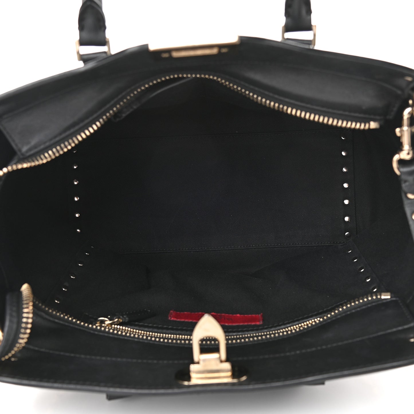 Vitello Rockstud Double Handle Tote Black
