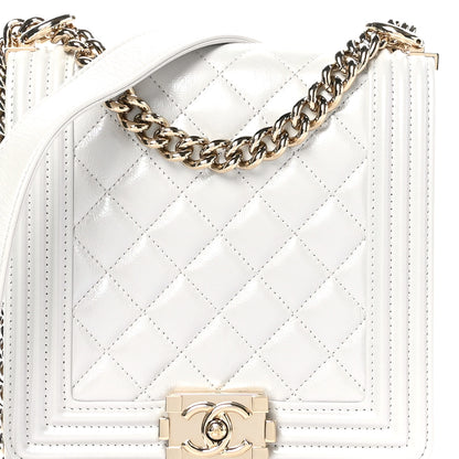 Chanel Iridescent Calfskin Quilted North South Boy Flap Light Grey 8 of 11