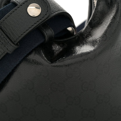 Gucci GG Crystal Coated Canvas Monogram Web Small Attache Shoulder Bag Black 8 of 10