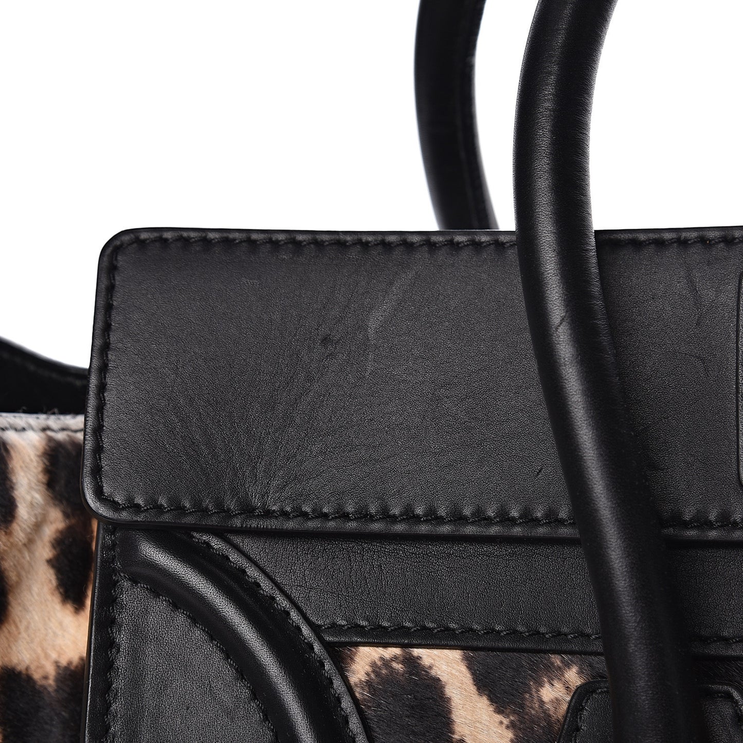 Leopard Pony Hair Mini Luggage Brown