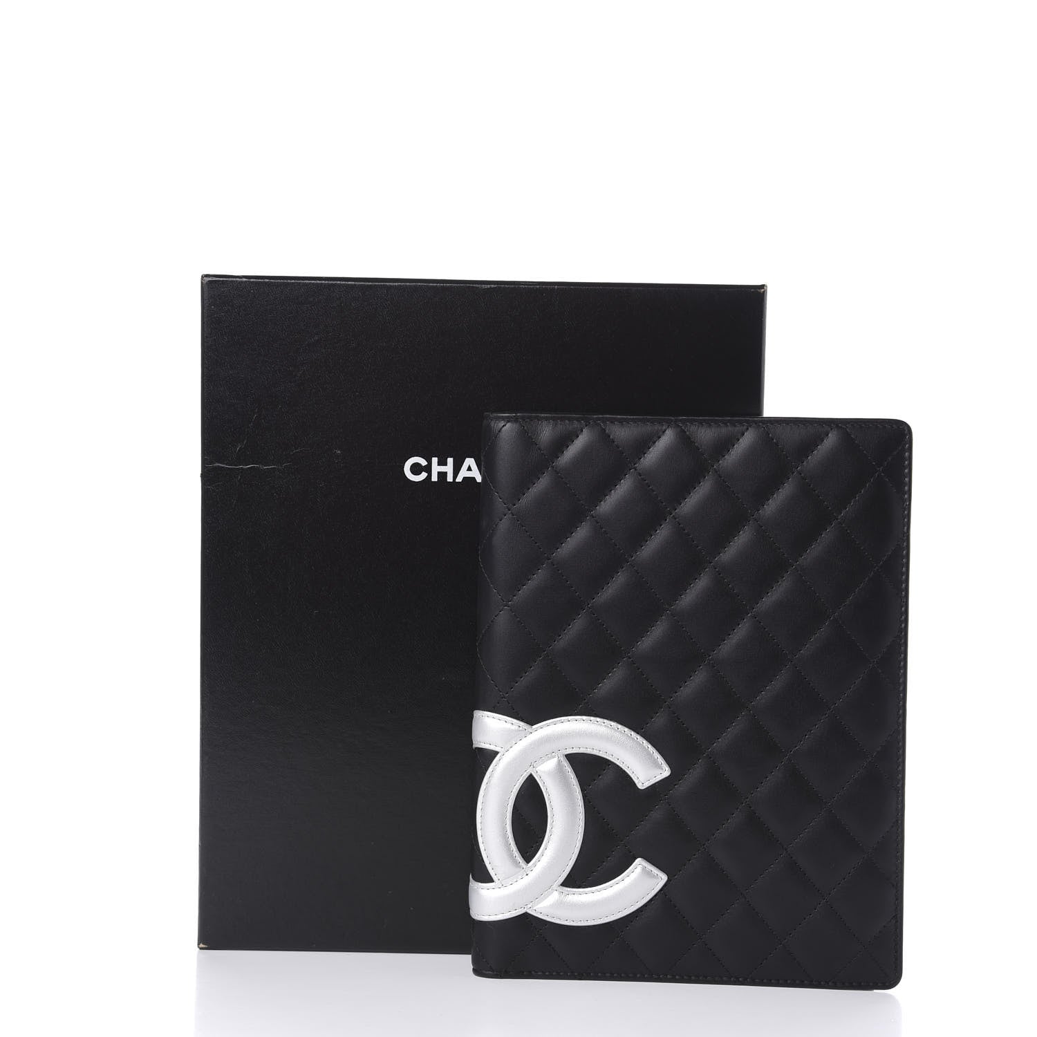 Chanel Calfskin Quilted Large Cambon Agenda Planner Black Silver 9 of 9