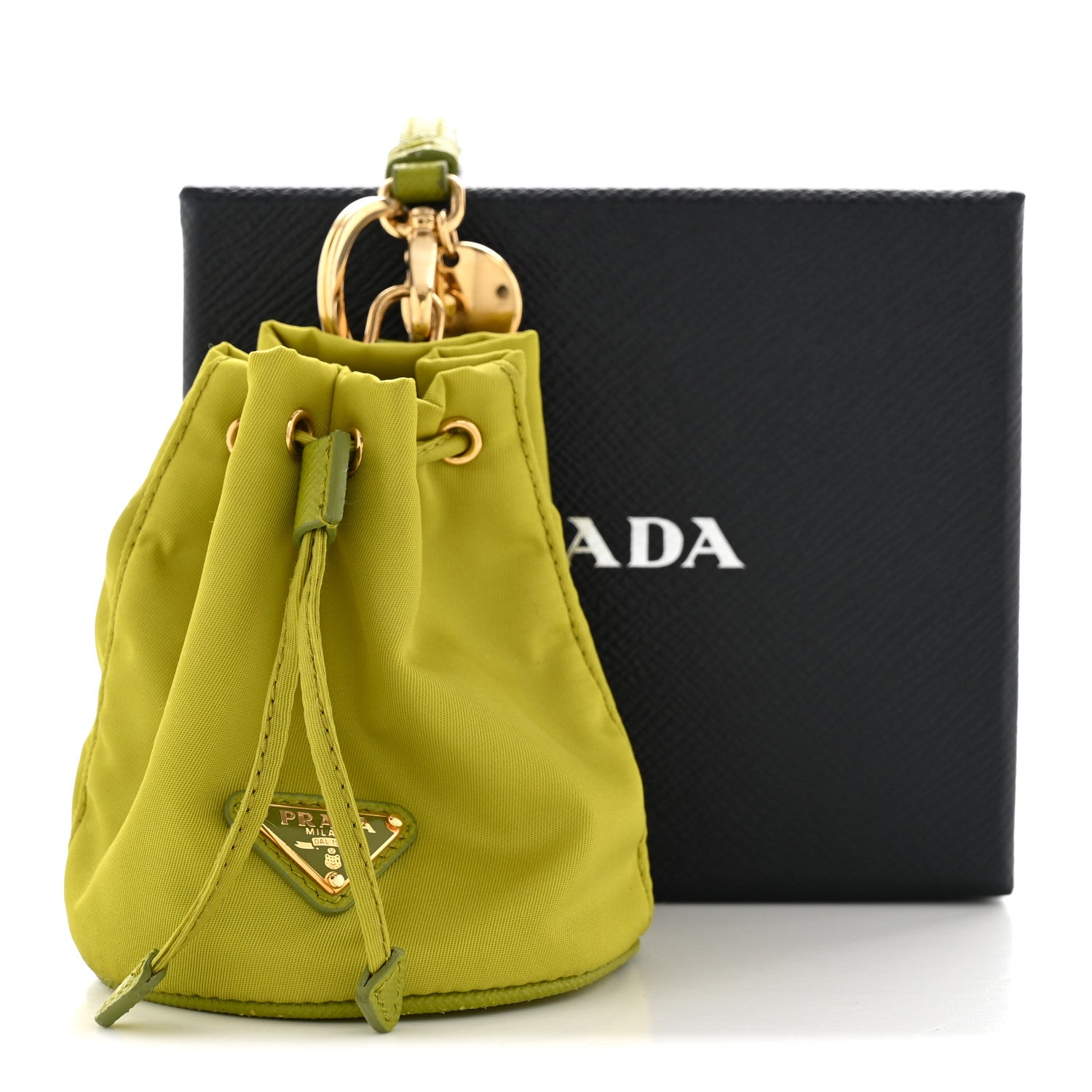 Prada Re-Nylon Saffiano Mini Icon Keychain Charm Edera 10 of 10