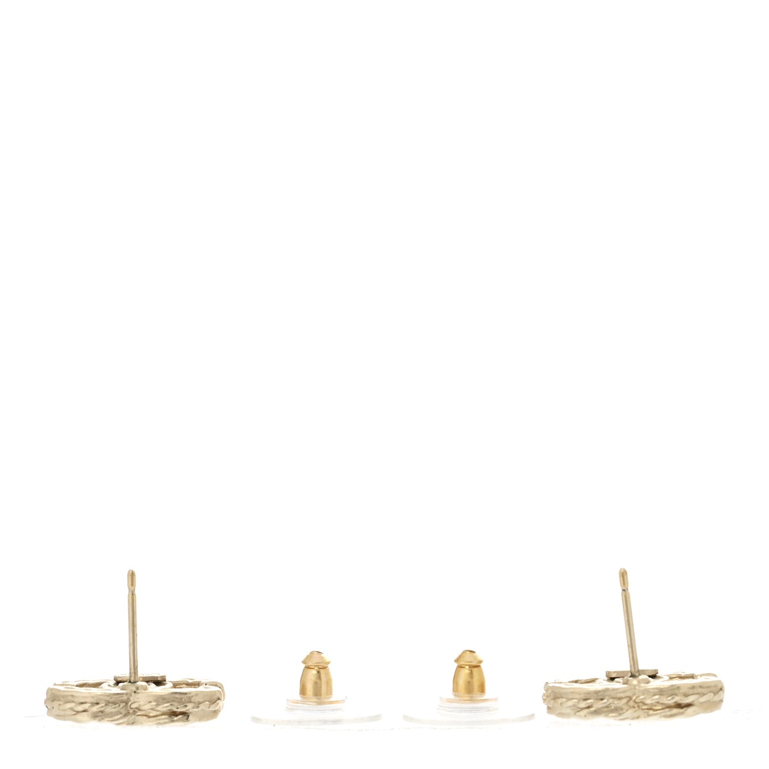 Chanel Crystal CC Earrings Light Gold 3 of 4