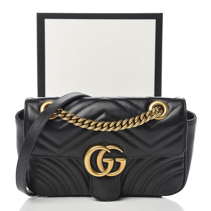 Gucci Calfskin Matelasse Mini GG Marmont Shoulder Bag Black 11 of 11