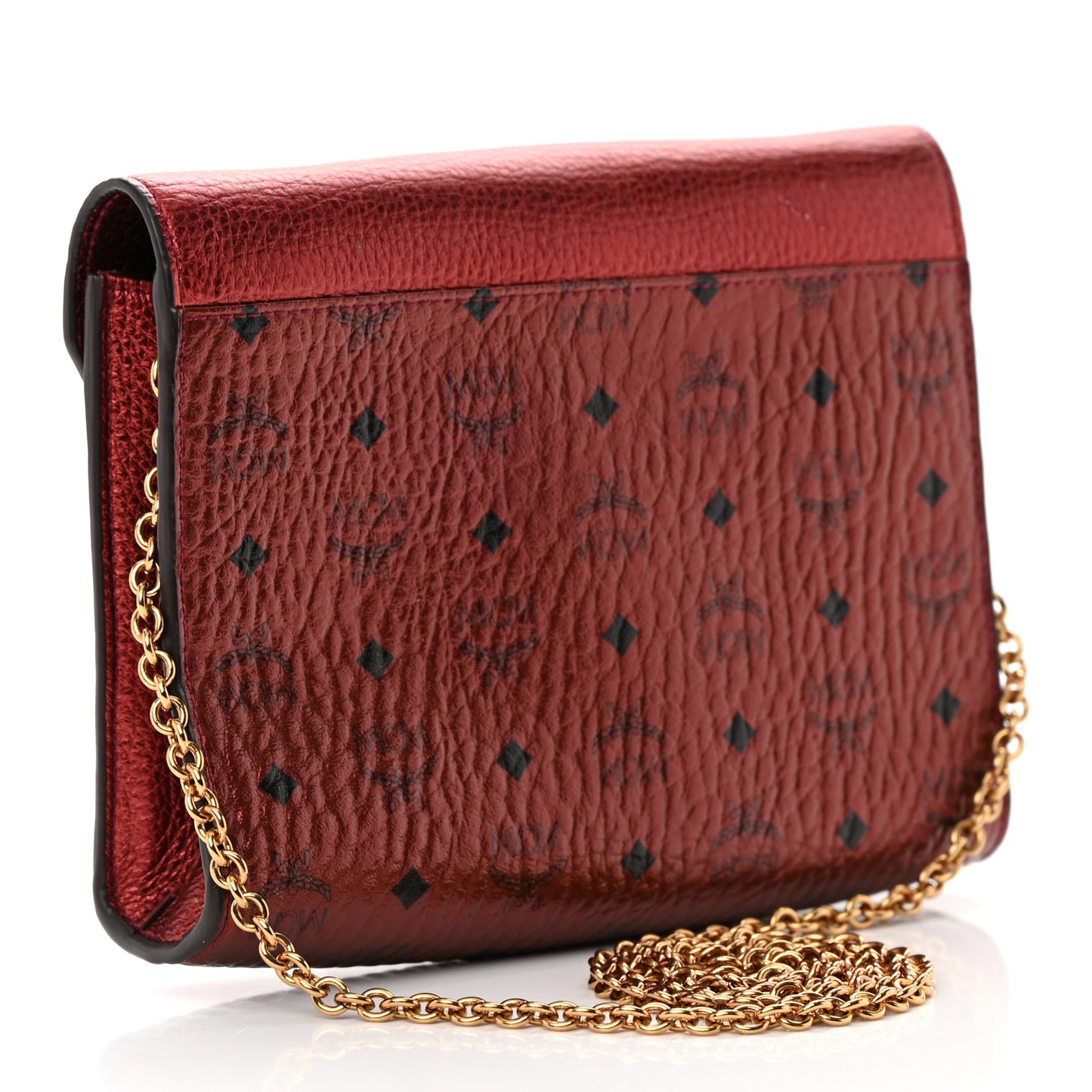 Metallic Calfskin Visetos Monogram Love Letter Crossbody Scooter Red