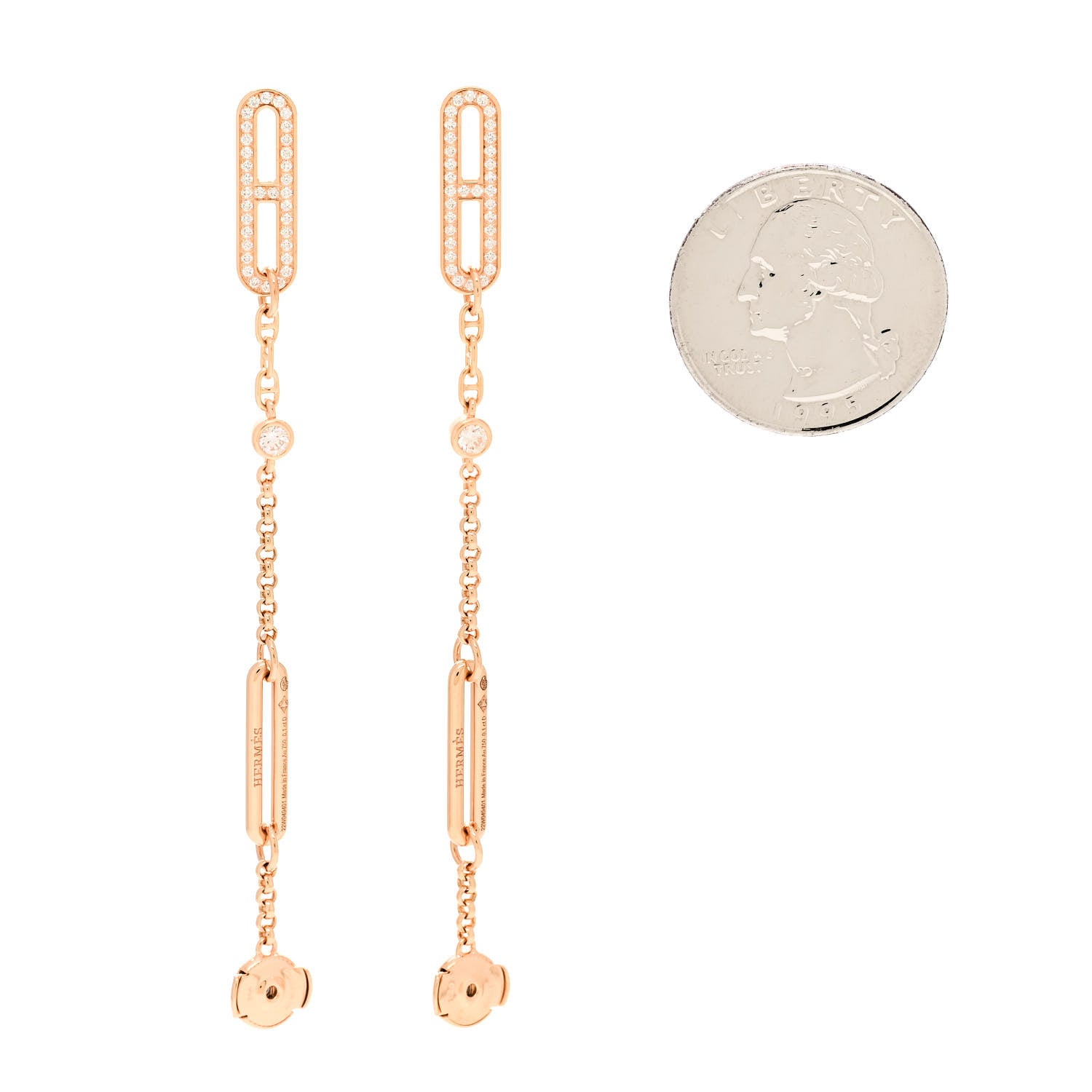 Hermes 18K Rose Gold Diamond Chaine D'Ancre Chaos Earrings 3 of 6