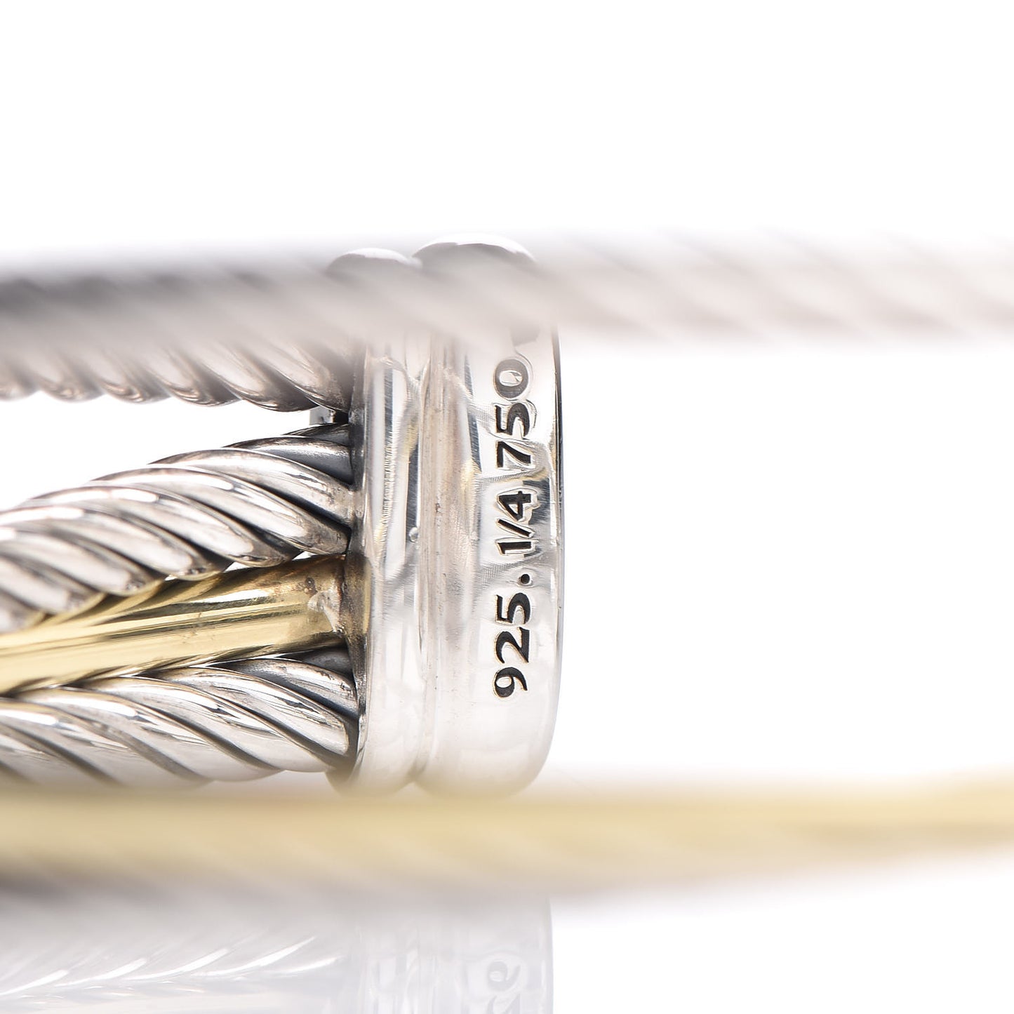 Sterling Silver 18K Yellow Gold Crossover Three Row Cuff Bracelet