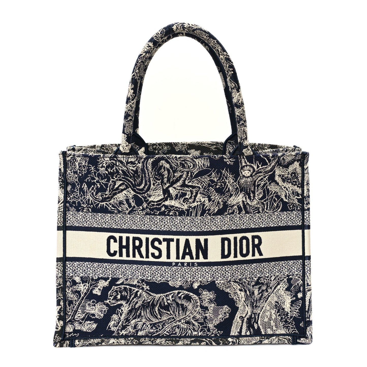 Canvas Embroidered Medium Dioriviera Toile De Jouy Reverse Book Tote Blue
