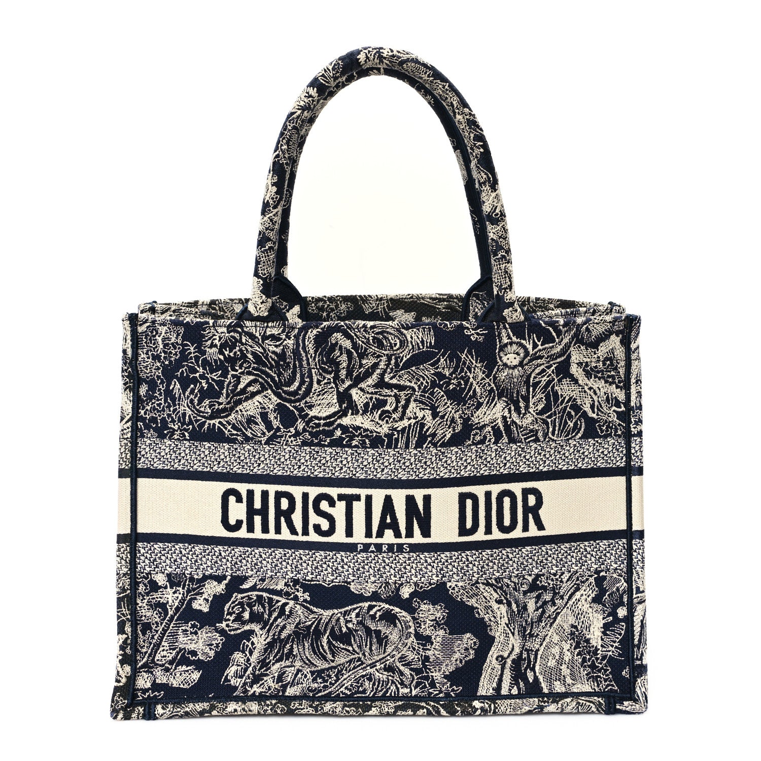 Christian Dior Canvas Embroidered Medium Dioriviera Toile De Jouy Reverse Book Tote Blue 1 of 11