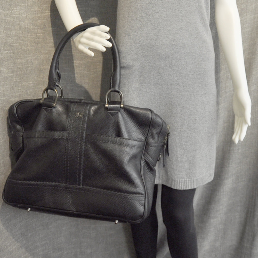 Pebbled Leather Tote Black