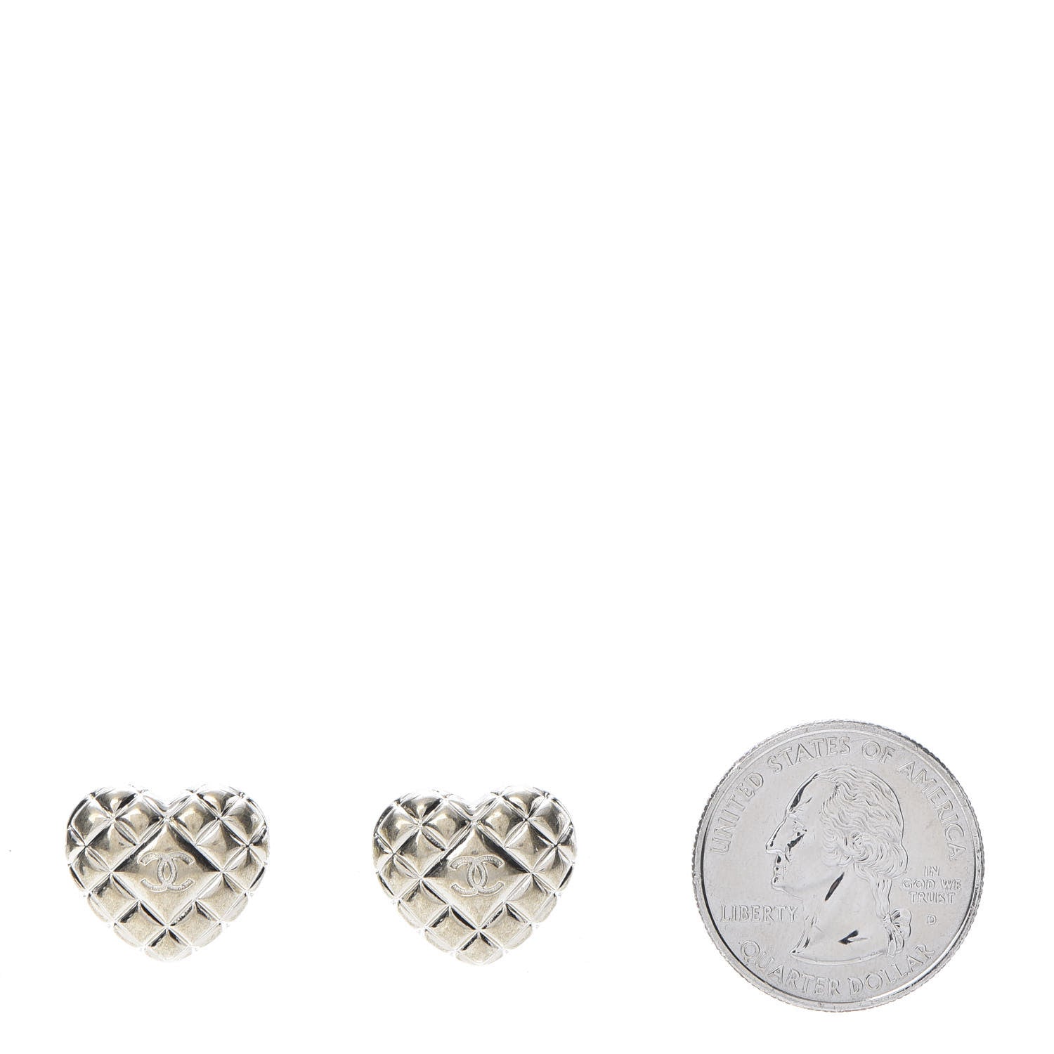 Chanel Quilted CC Heart Earrings Gold 2 of 5