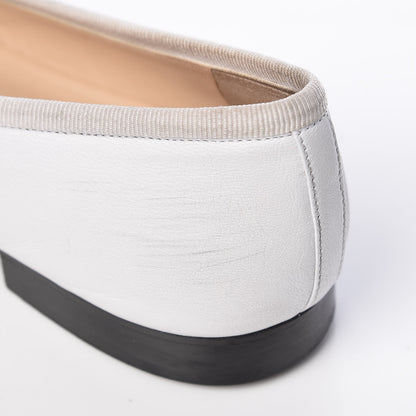 Chanel Lambskin Cap Toe CC Ballerina Flats 37 White Black 14 of 16