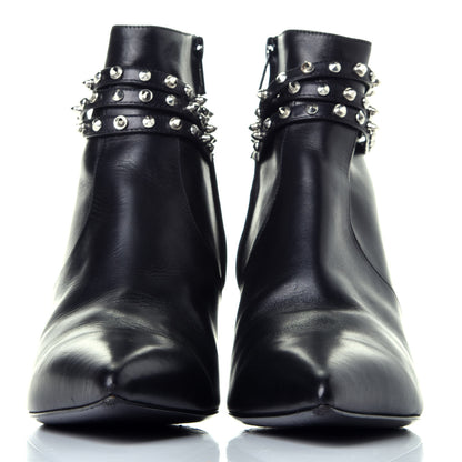 Saint Laurent Calfskin Cat Boot 50 Studded Strap Booties 37.5 Black 2 of 10