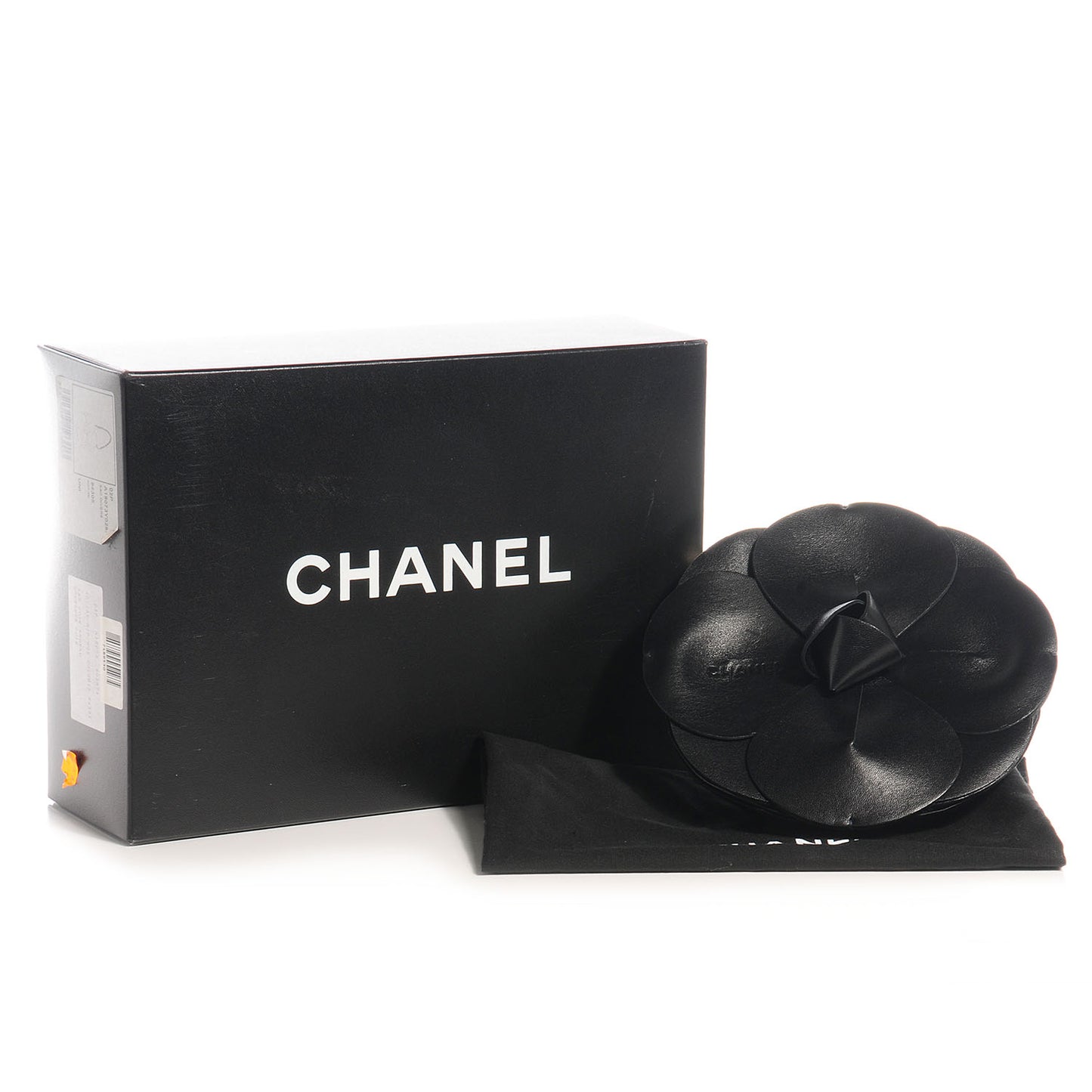 Leather Satin Camellia Evening Bag Black