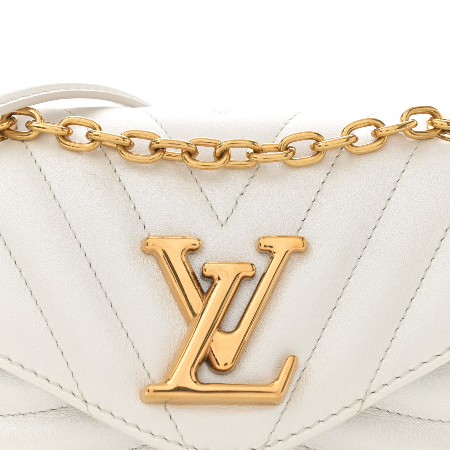 Calfskin LV New Wave Chain Bag Ivory