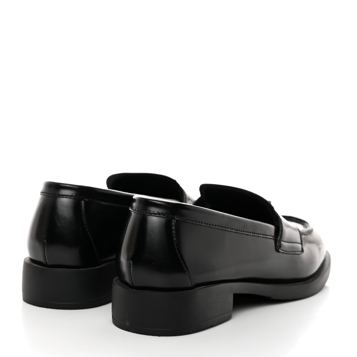Prada Spazzolato Metal Triangle Logo 50mm Loafers 35 Black 4 of 9