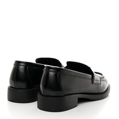 Prada Spazzolato Metal Triangle Logo 50mm Loafers 35 Black 4 of 9