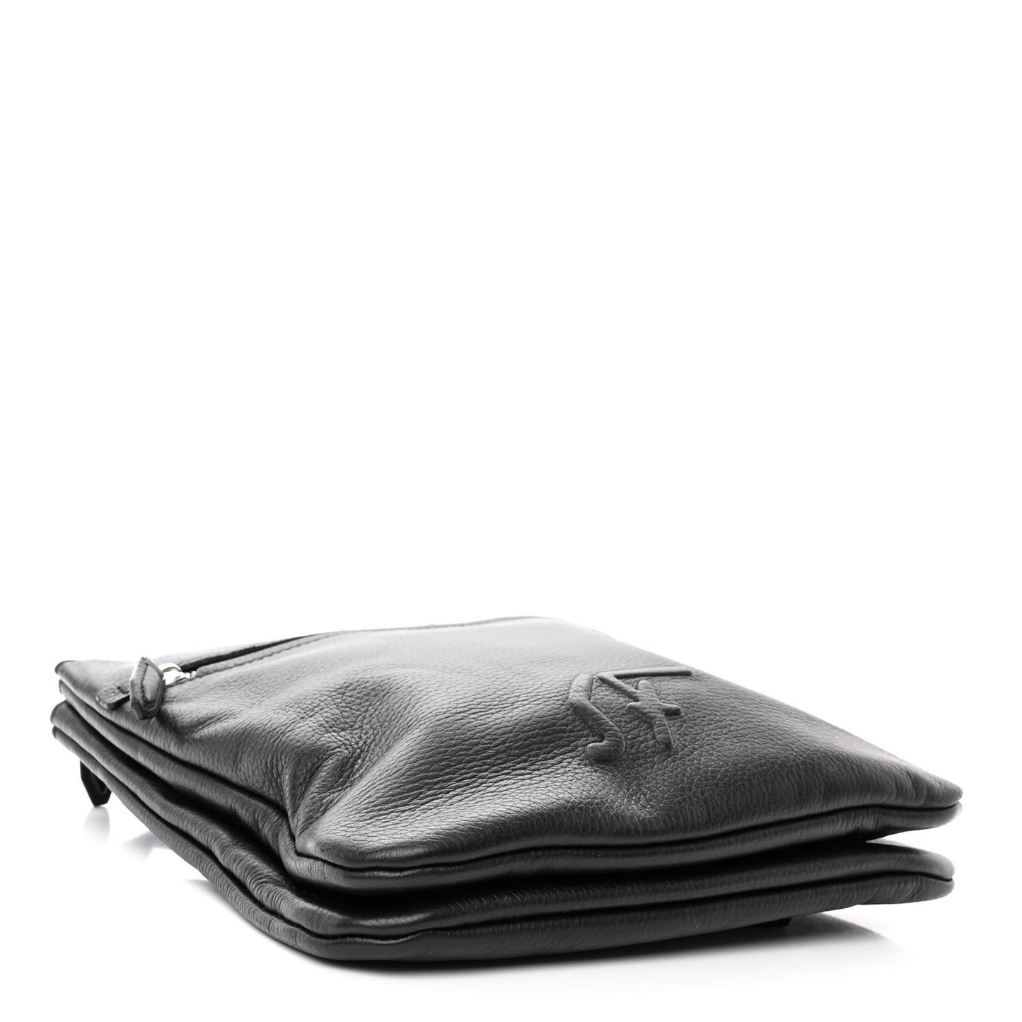 Grained Calfskin Logo Shoulder Bag Black