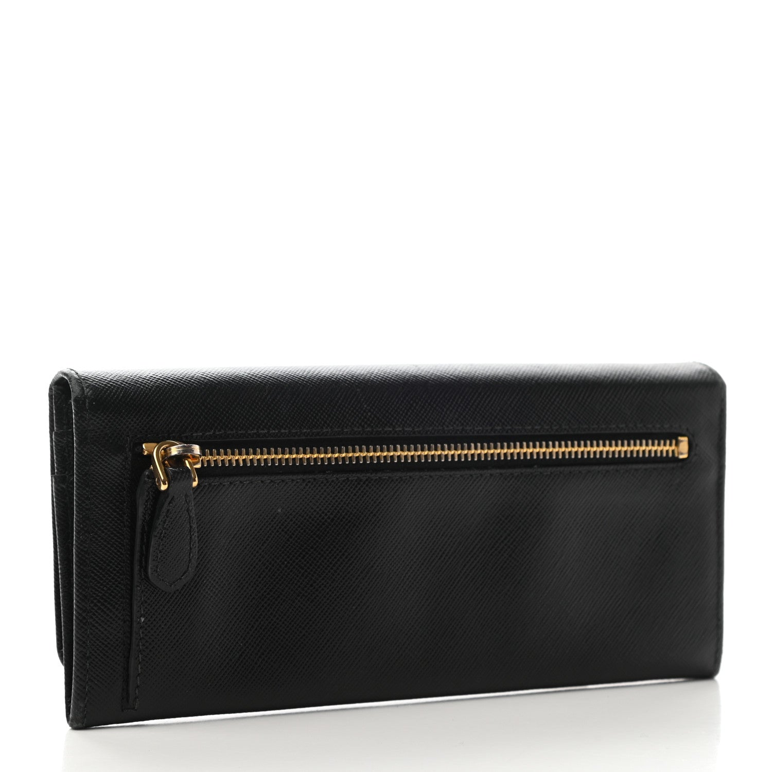 Prada Saffiano Metal Continental Flap Wallet Black 3 of 6