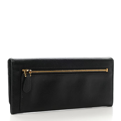 Prada Saffiano Metal Continental Flap Wallet Black 3 of 6