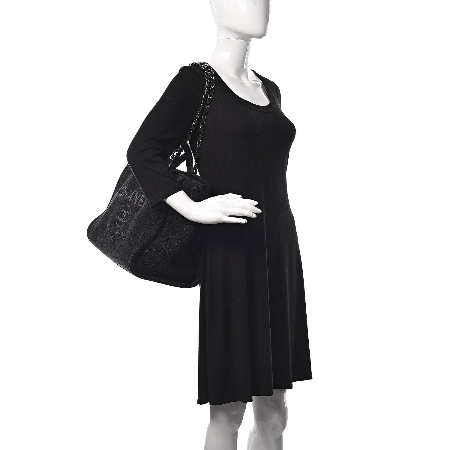 Chanel Lurex Boucle Medium Deauville Tote Black 2 of 10