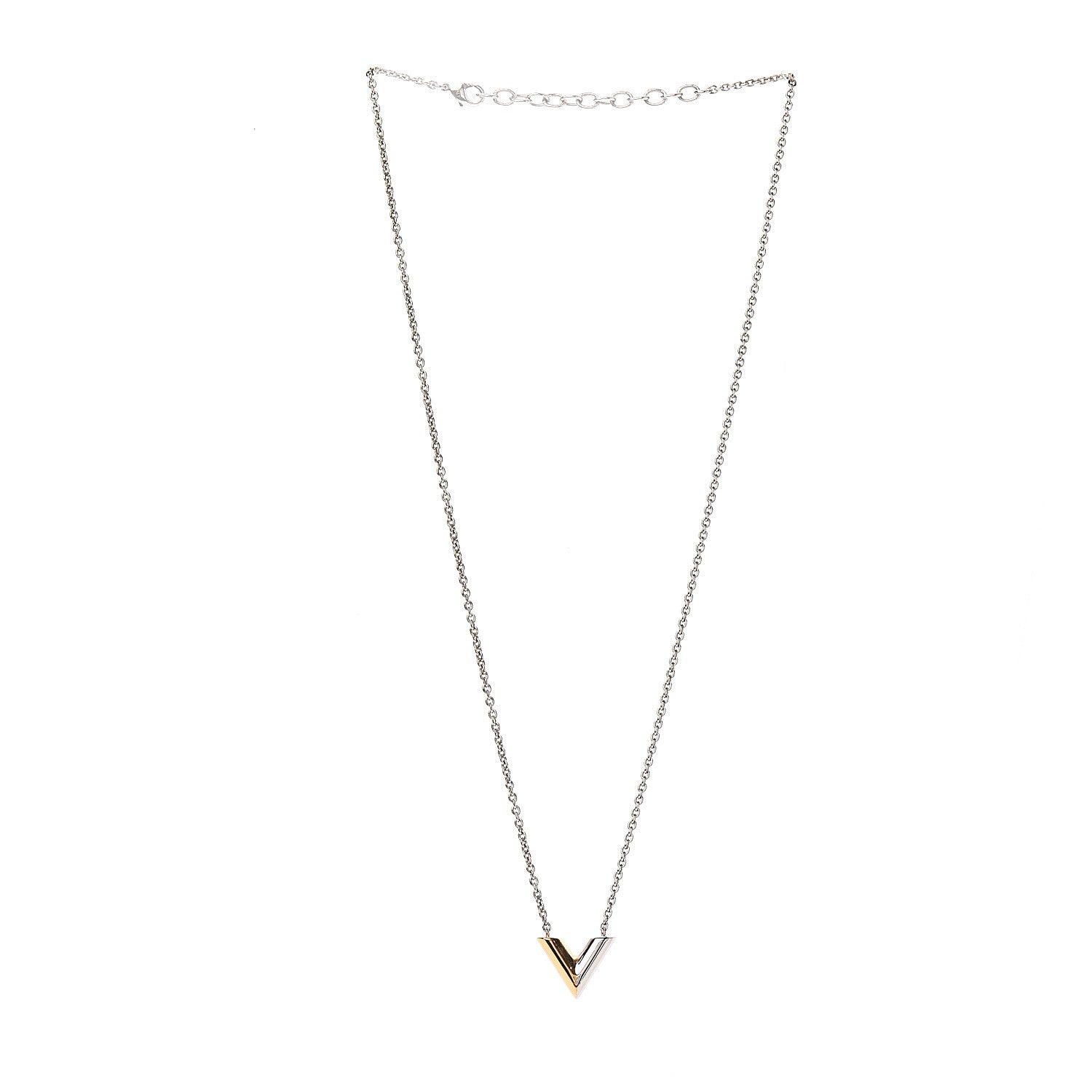 Louis Vuitton Essential V Necklace Silver Gold 2 of 4