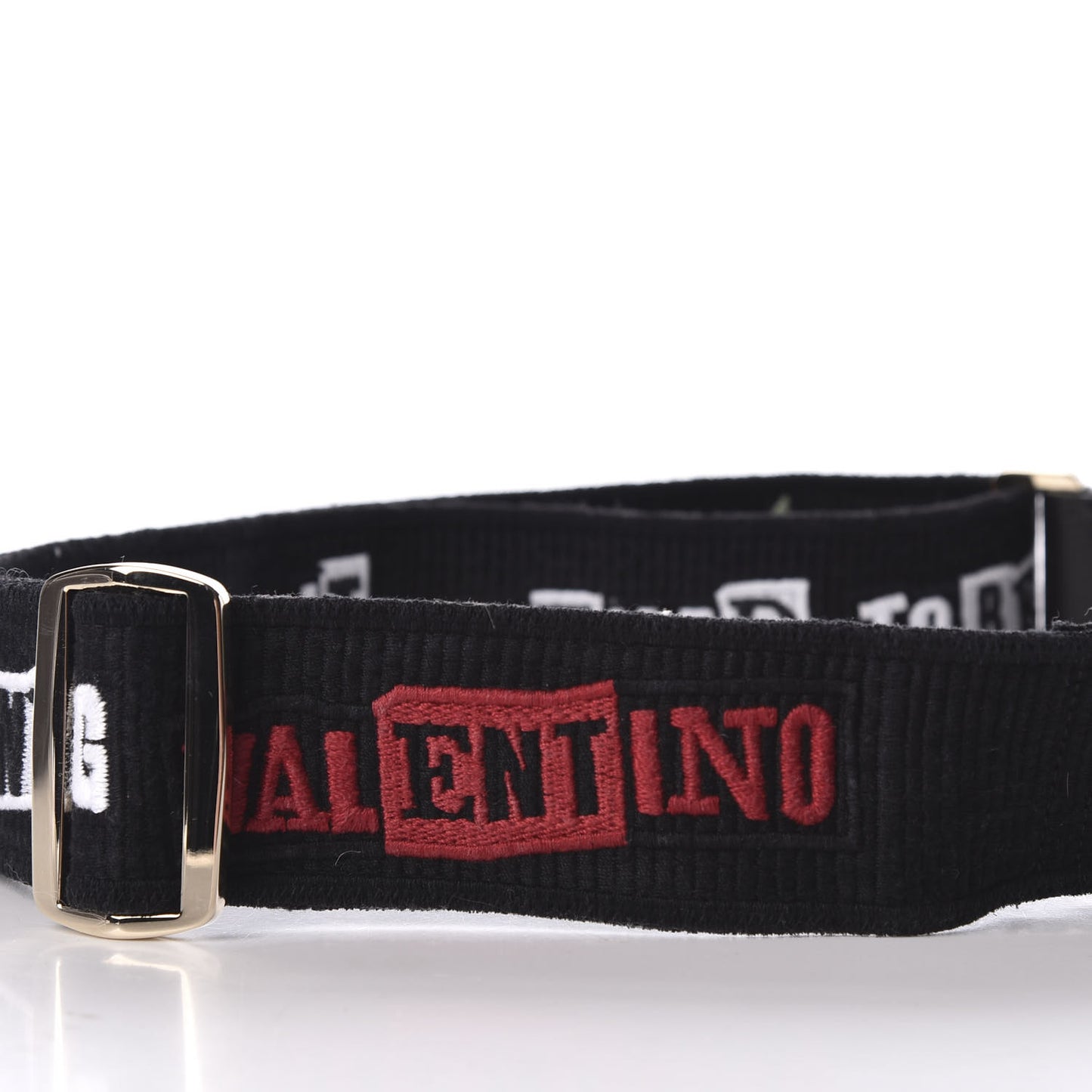 X JAMIE REID Canvas Embroidered Rockstud Guitar Strap Black