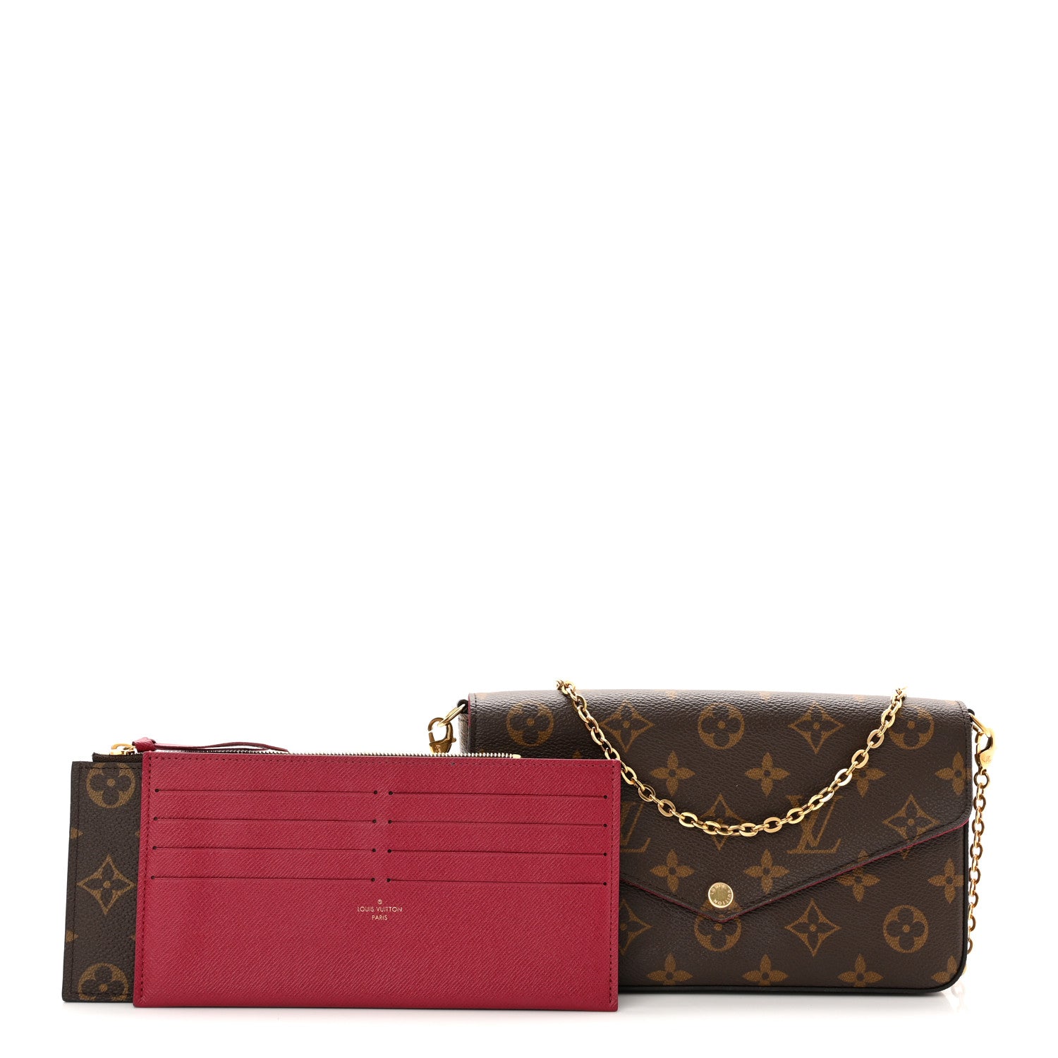 Louis Vuitton Monogram Pochette Felicie Chain Wallet Fuchsia 1 of 11