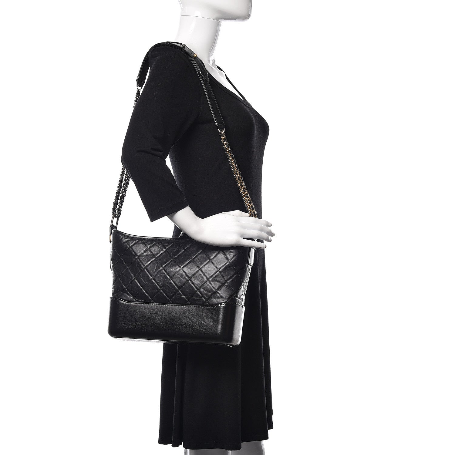 Chanel Aged Calfskin Quilted Medium Gabrielle Hobo Black 1 of 10
