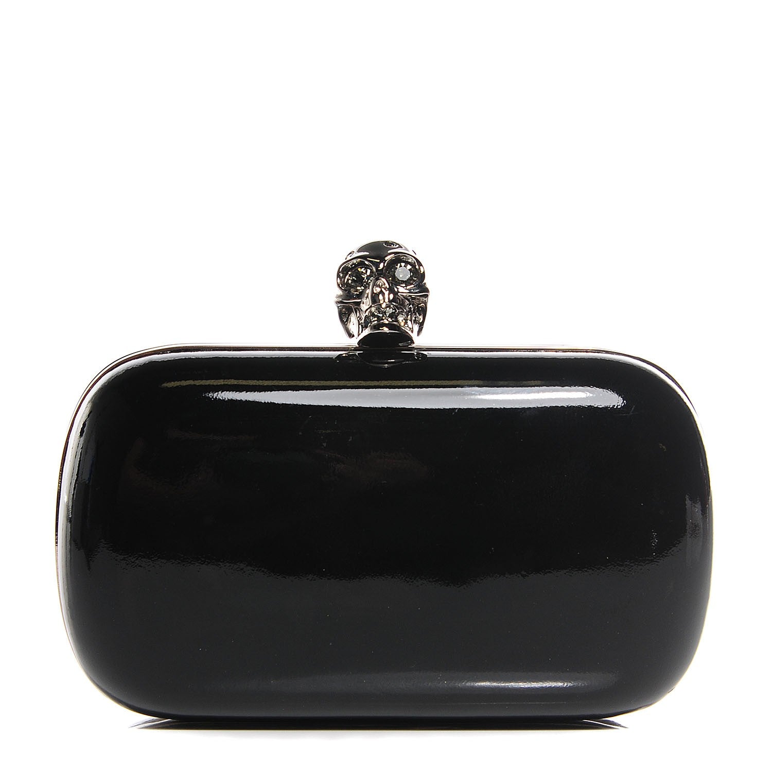 Alexander McQueen Patent Skull Box Clutch Black 1 of 8