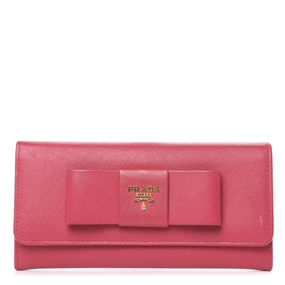 Prada Saffiano Fiocco Bow Continental Wallet Peonia 1 of 15