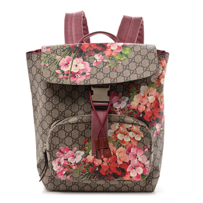 Gucci GG Supreme Monogram Blooms Medium Single Buckle Backpack Beige Multicolor Dry Rose 1 of 13