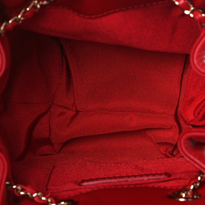 Chanel Lambskin Quilted CC Dweller Drawstring Bucket Bag Red 5 of 13