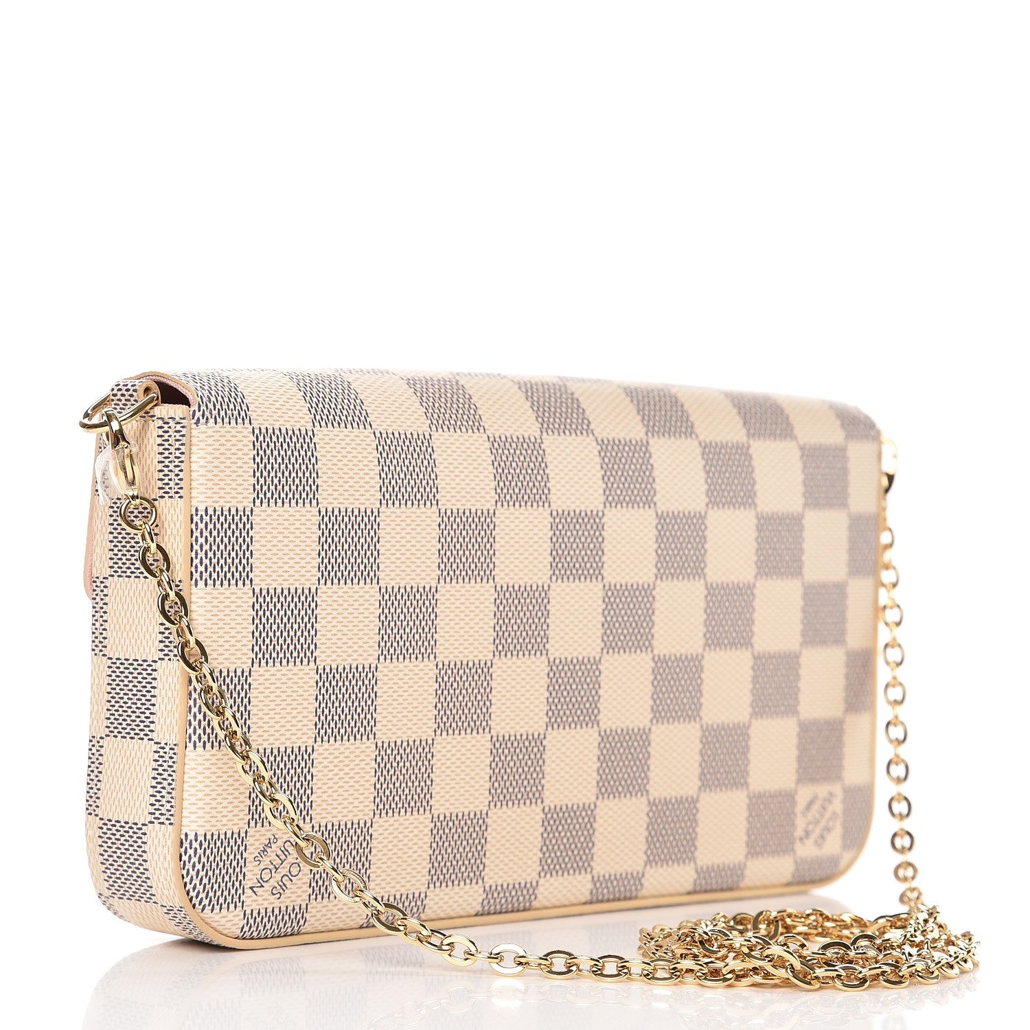 Louis Vuitton Damier Azur Pochette Felicie Chain Wallet Rose Ballerine 3 of 8