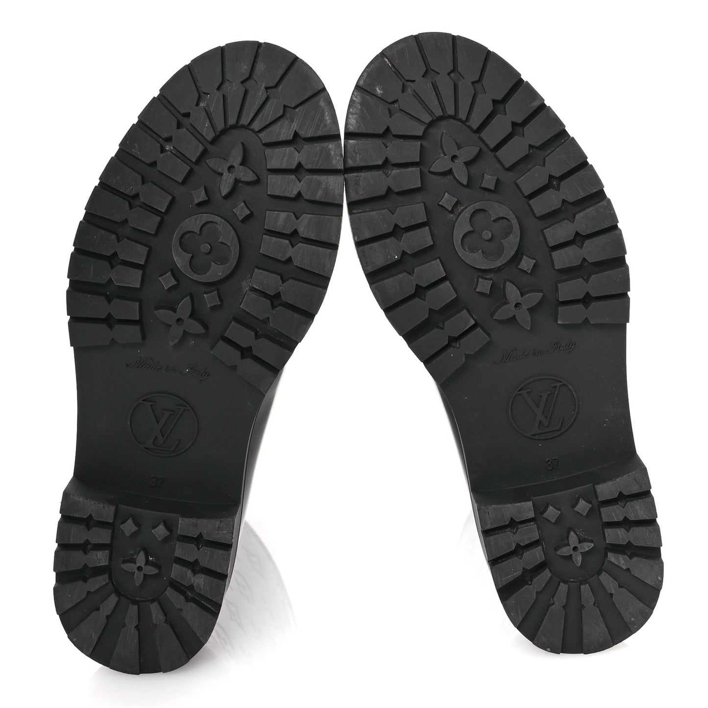 Rubber Embossed Monogram Drops Flat Half Boots 37 Black