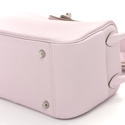 Hermes Taurillon Clemence Verso Mini Lindy 20 Mauve Pale Mushroom 10 of 11