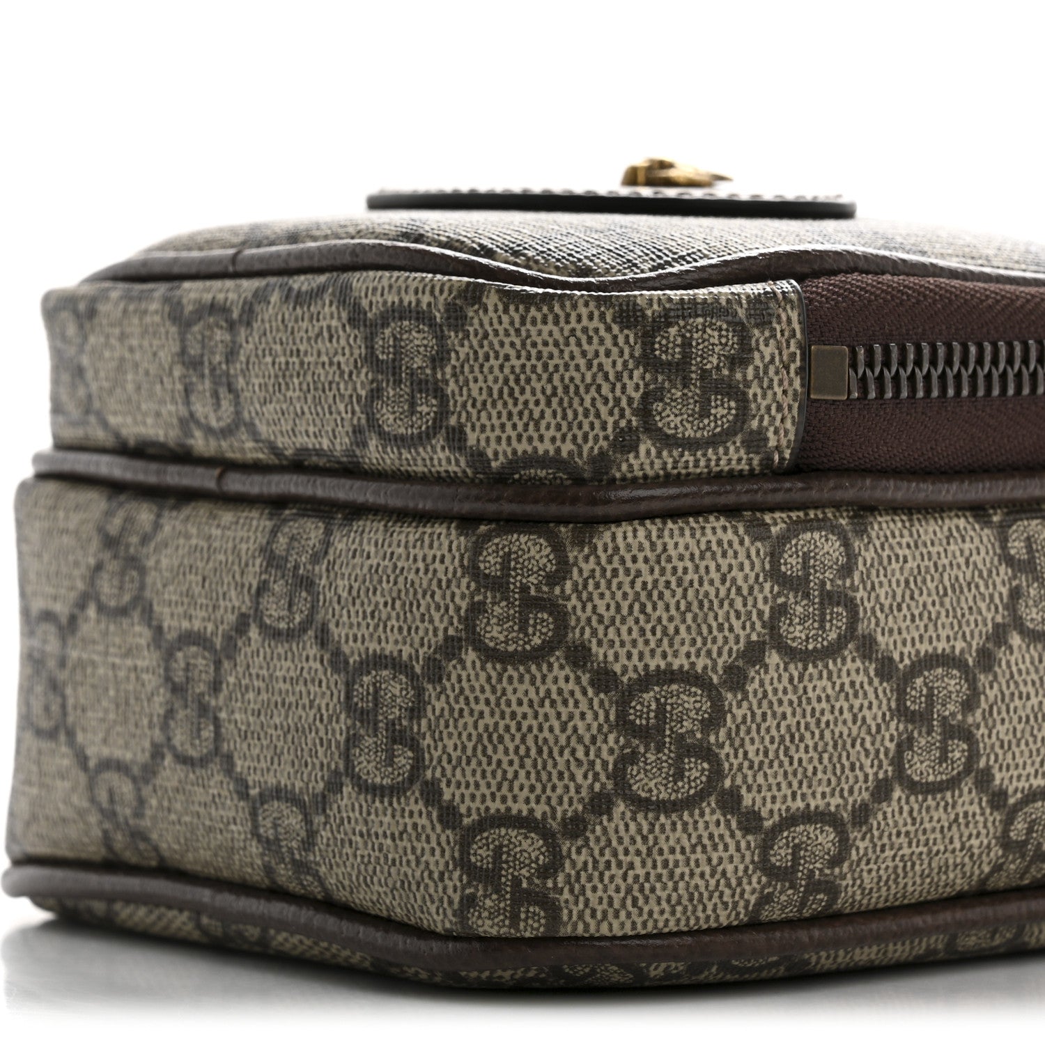 Gucci GG Supreme Monogram Mini Neo Vintage Double Zip Messenger Bag Beige New Acero Crop 10 of 10