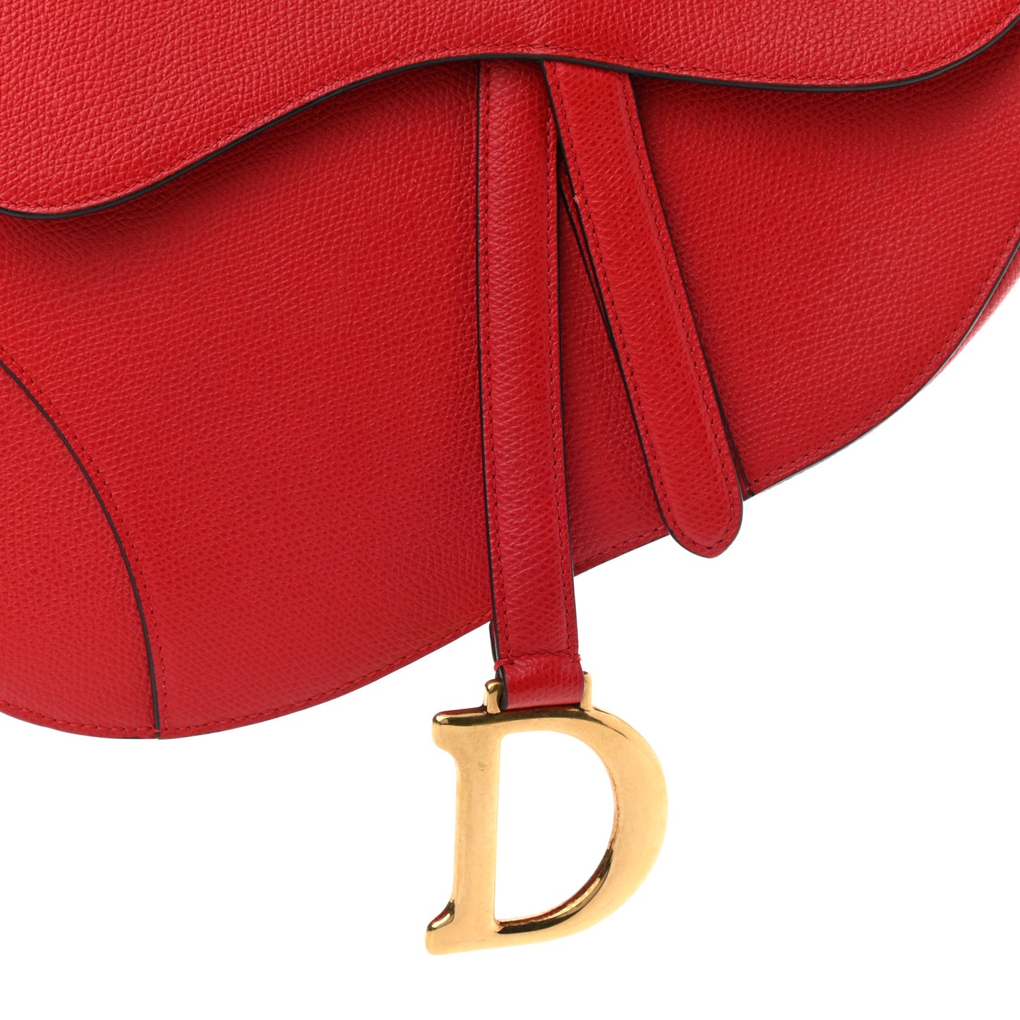 Grained Calfskin Saddle Bag Red