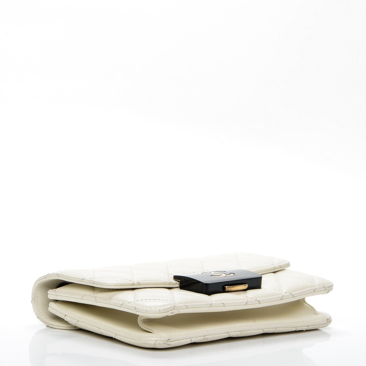 Sheepskin Quilted Mini Beauty Lock Flap White