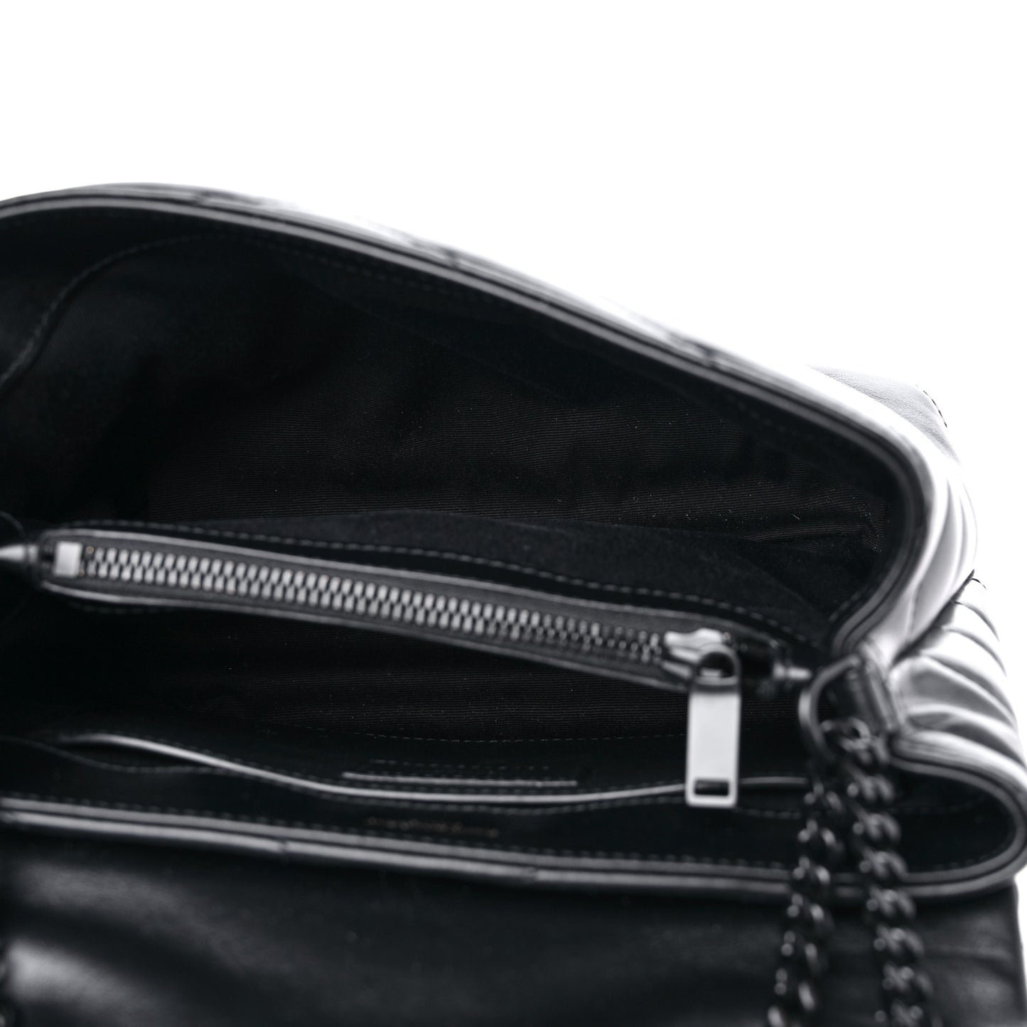 Calfskin Y Quilted Monogram Small Loulou Chain Satchel Black