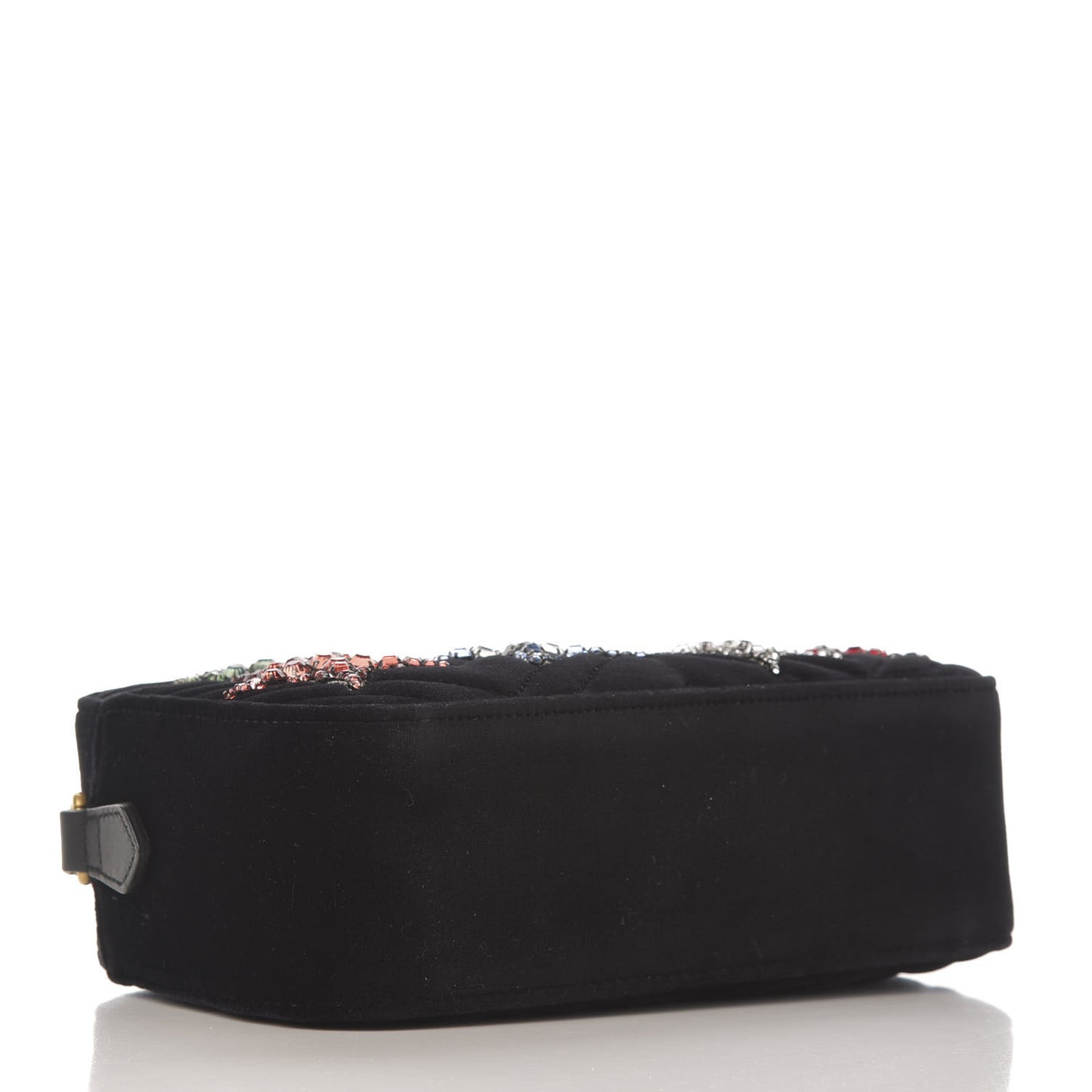 Velvet Matelasse Crystal Star Embroidered Small GG Marmont Chain Shoulder Bag Black
