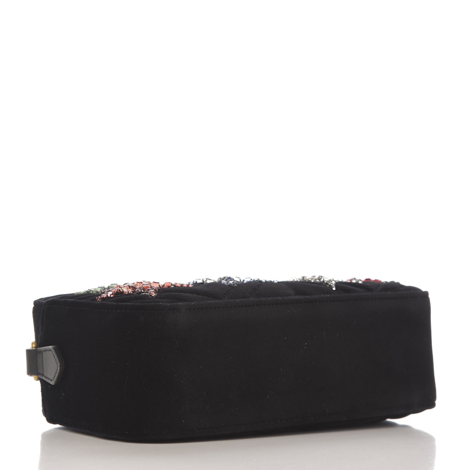 Gucci Velvet Matelasse Crystal Star Embroidered Small GG Marmont Chain Shoulder Bag Black 4 of 8