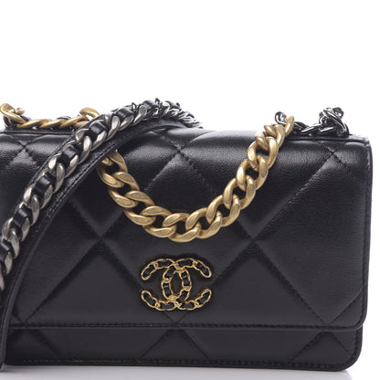 Chanel Lambskin Quilted 19 Wallet On Chain WOC Black 12 of 13