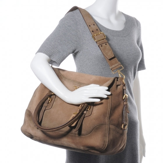 Prada Scamosciato Suede Top Handle Satchel Deserto 2 of 10