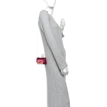 Fendi Sequin Paillettes Shiny Nappa Sex and the City Nano Maxi Buckle Baguette Charm Ciclamino Pilar 2 of 10
