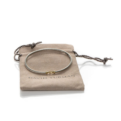 David Yurman Sterling Silver 18K Yellow Gold 3mm Cable Buckle Bracelet 4 of 4
