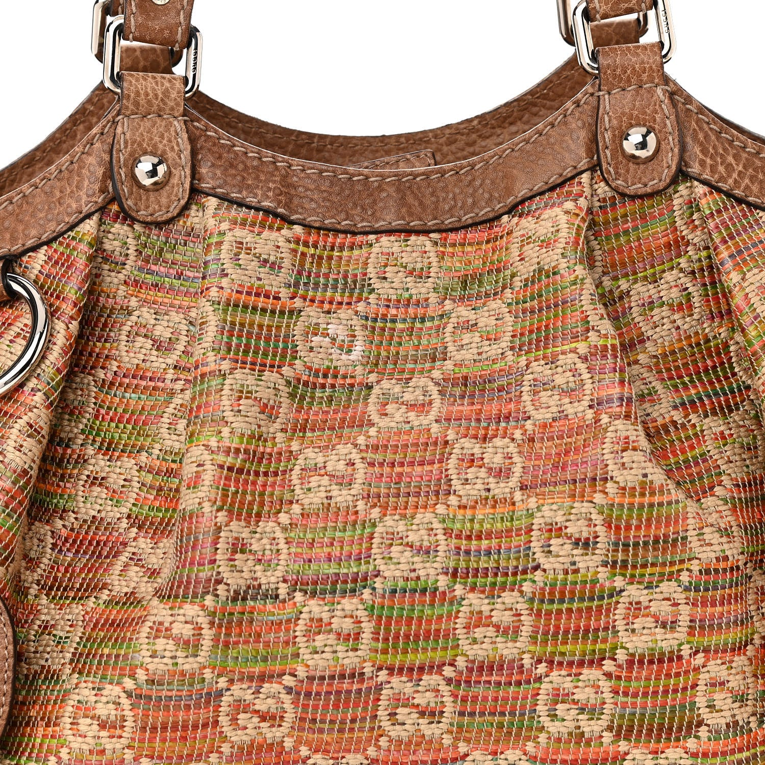 Gucci Monogram Sunset Raffia Medium Sukey Brown 8 of 12
